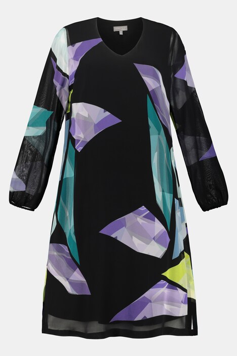 Kleid, XL-Diamant-Design, doppellagig, Langarm