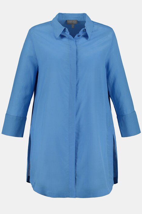 Longbluse, lange Seitenschlitze, A-Linie, 3/4-Arm