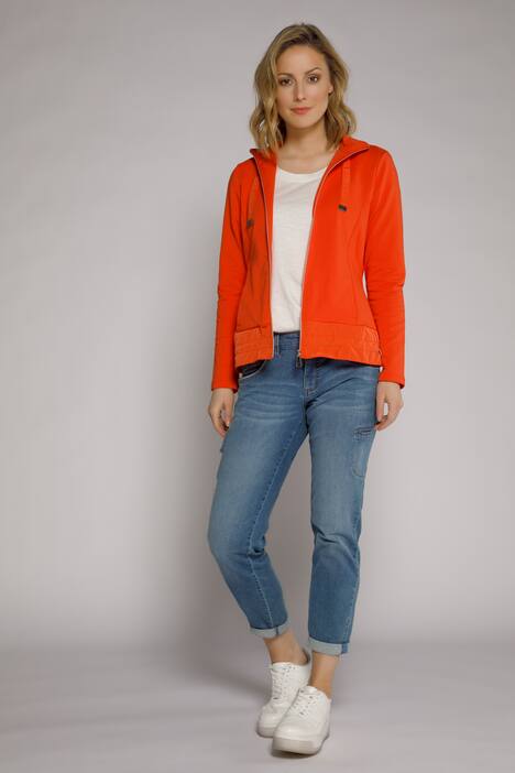 Sweatjacke, Stehkragen, Tüllsaum, Tunnelzug
