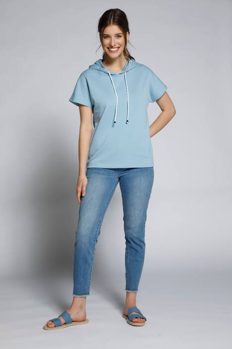 Sweatshirt, Oversized, kurzes Modell, Kapuze, Halbarm