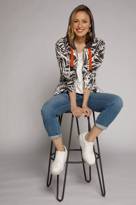 Sweatjacke, Dschungelmuster, Kapuze, Langarm