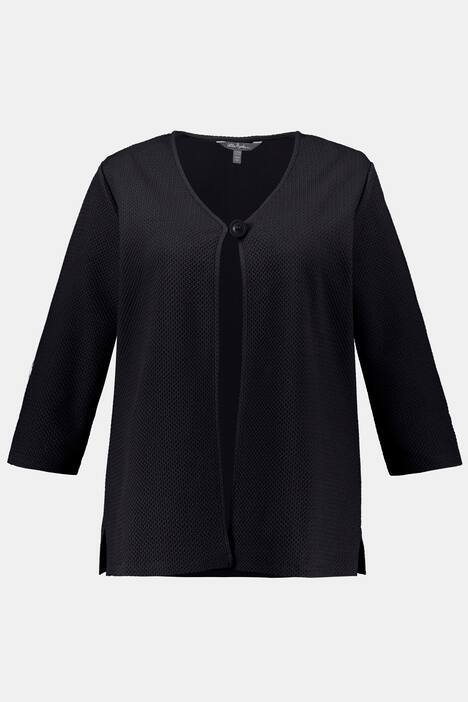 Sweatjacke, Struktur, V-Ausschnitt, 3/4-Arm