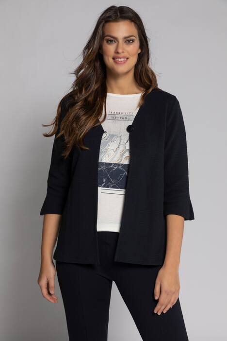 Sweatjacke, Struktur, V-Ausschnitt, 3/4-Arm