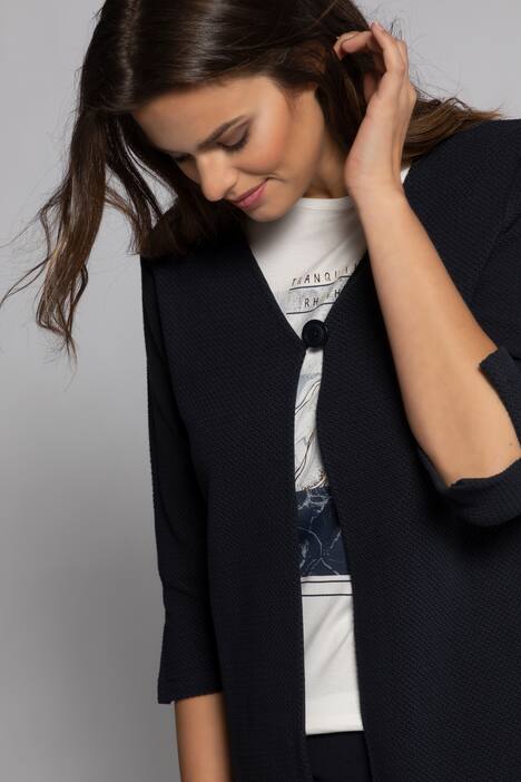 Sweatjacke, Struktur, V-Ausschnitt, 3/4-Arm