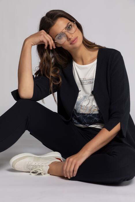 Sweatjacke, Struktur, V-Ausschnitt, 3/4-Arm