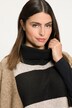 Cape, maille jacquard à carreaux, col roulé, sans manches, poncho