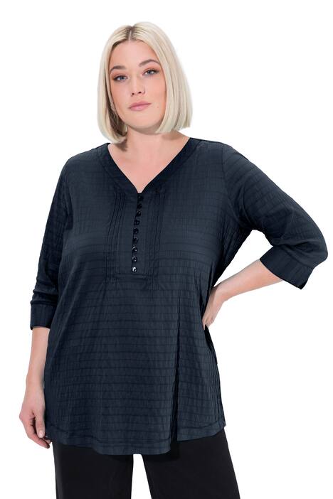 Tunika, bublinkový materiál, plisování, srcový výstřih, 3/4 rukávy