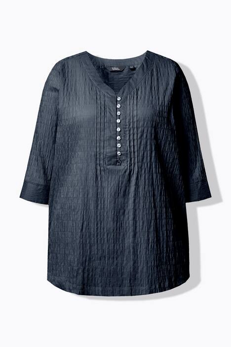 Tuniek, strepen, biesjes, bubble-structuur, 3/4-mouwen