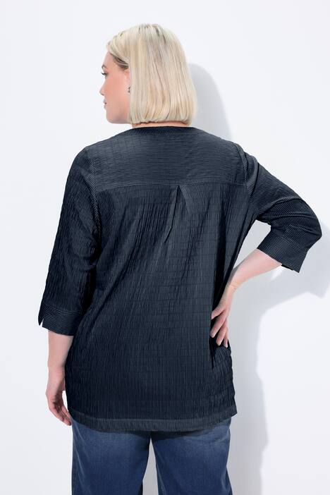 Tuniek, strepen, biesjes, bubble-structuur, 3/4-mouwen