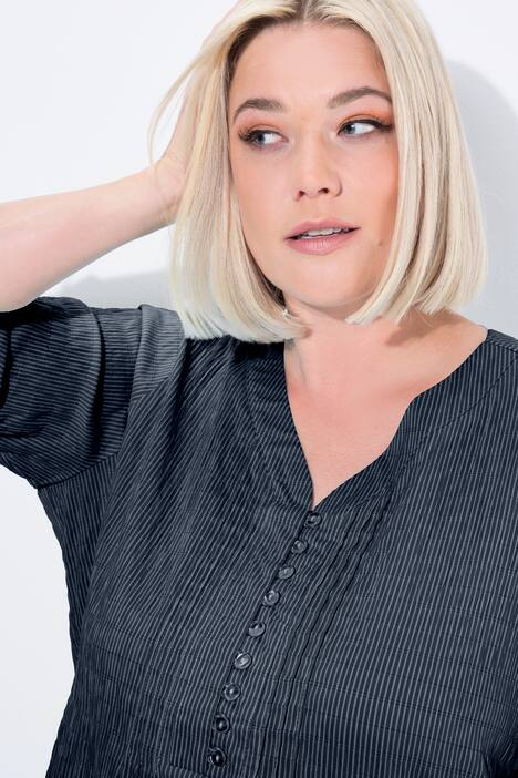 Tuniek, strepen, biesjes, bubble-structuur, 3/4-mouwen