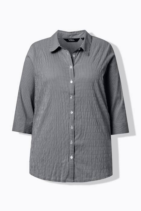 Overhemdblouse, strepen, bubble-structuur, 3/4-mouwen