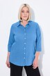 Bubble-bluse, striper, skjortekrage, trekvartermer