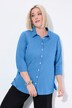 Bubble-bluse, striper, skjortekrage, trekvartermer