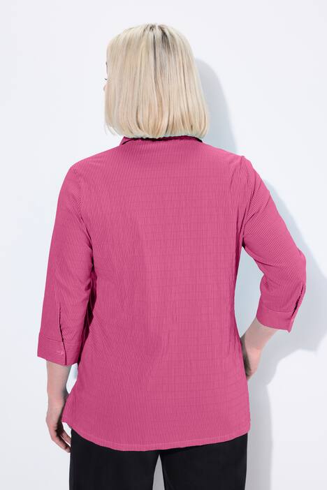 Overhemdblouse, strepen, bubble-structuur, 3/4-mouwen