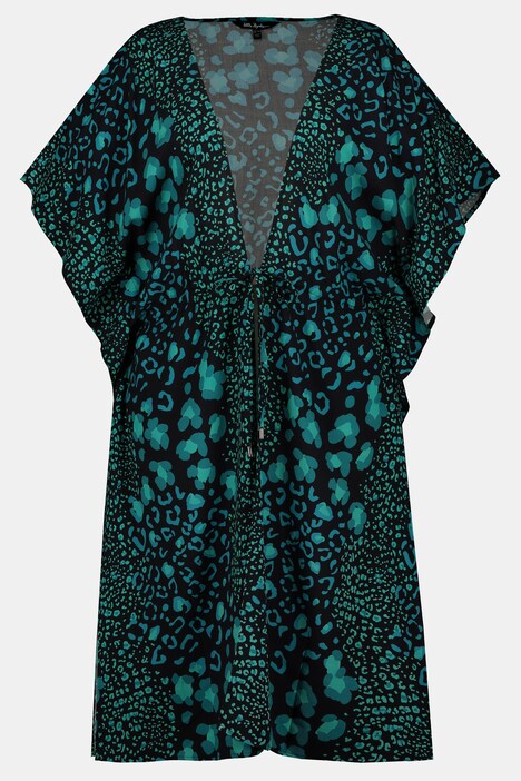 Kaftan, Leomuster, Oversized, Taillen-Bindeband