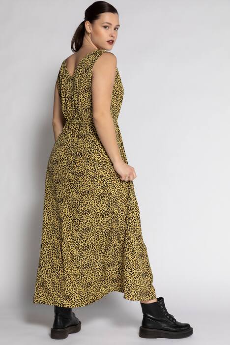 Maxikleid, A-Line, V-Ausschnitt, ärmellos, Leo