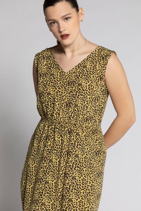 Maxikleid, A-Line, V-Ausschnitt, ärmellos, Leo