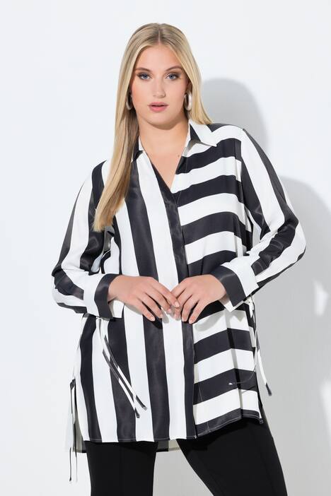 Bluse, Blockstreifen, Hemdkragen, Langarm