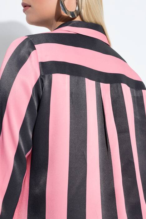blouse, blokstrepen, overhemdkraag, lange mouwen