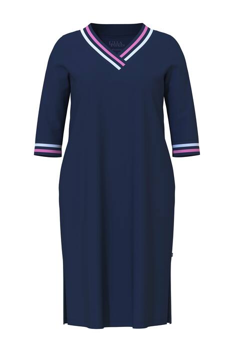 Noční košile, ozdobné lemy, výstřih do V, 3/4 rukávy