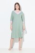 Camicia da notte con orli decorativi, scollo a V e maniche a 3/4