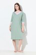 Camicia da notte con orli decorativi, scollo a V e maniche a 3/4
