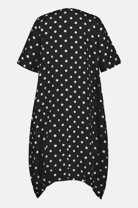 Midikleid, Punkte, Rundhals, Halbarm, Leinenmix