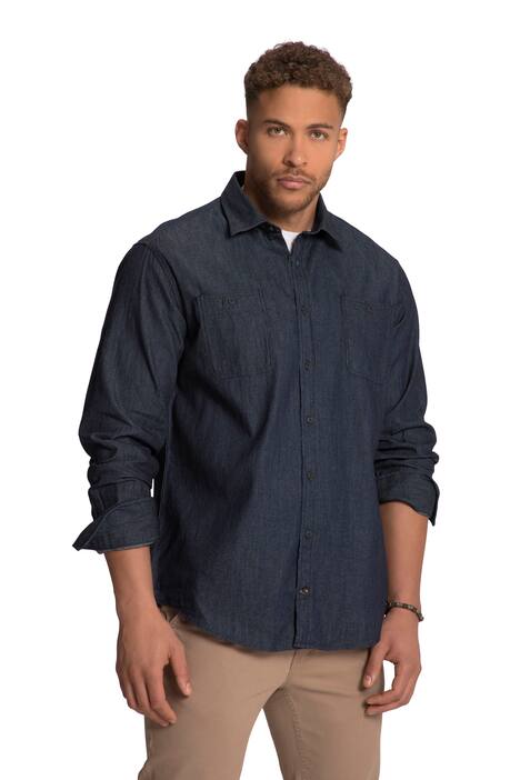 STHUGE džínová košile, dlouhé rukávy, Kent límec, Modern střih, do 8XL