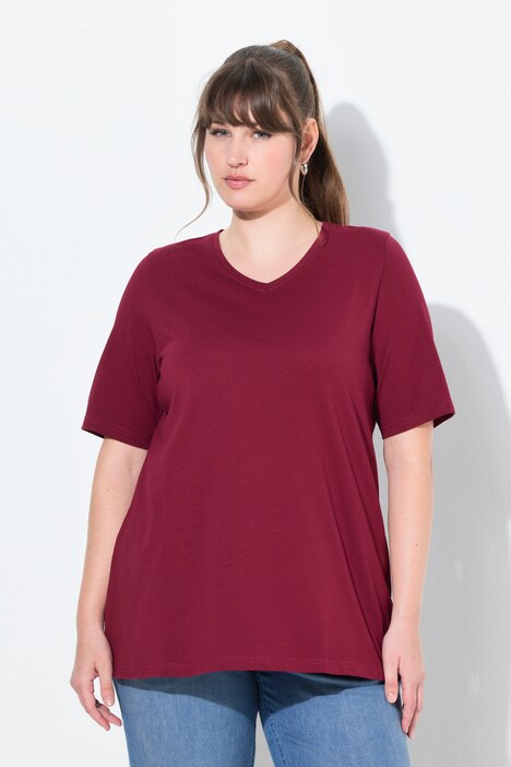T-shirts en coton bio. Col en V et manches courtes. Lot de 2.