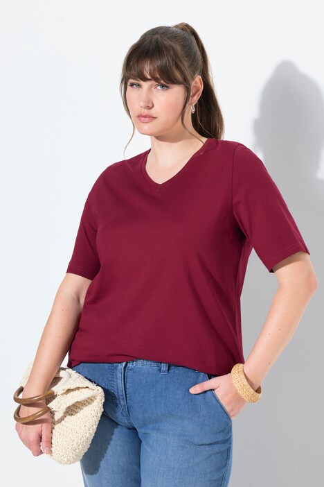 T-shirts en coton bio. Col en V et manches courtes. Lot de 2.