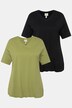 T-Shirts, 2er-Pack, V-Ausschnitt, Halbarm, Biobaumwolle