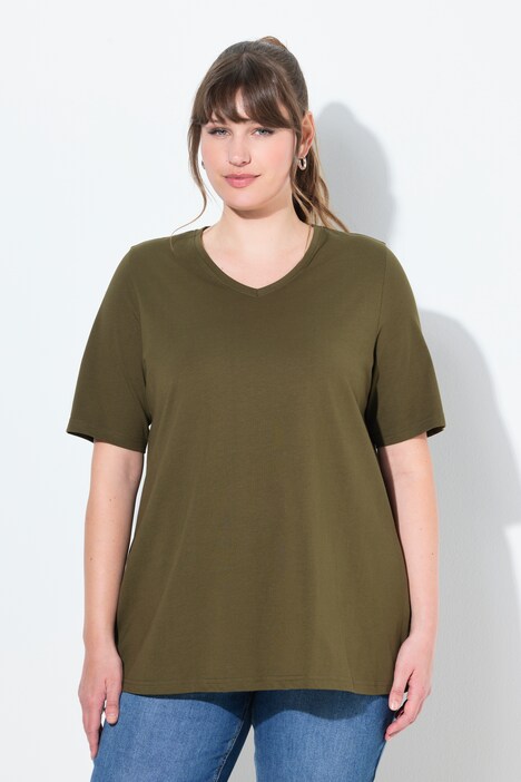 T-shirts en coton bio. Col en V et manches courtes. Lot de 2.