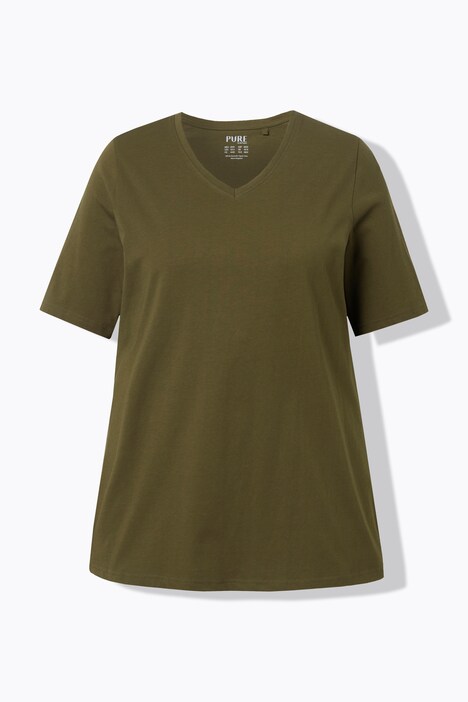 T-shirts en coton bio. Col en V et manches courtes. Lot de 2.