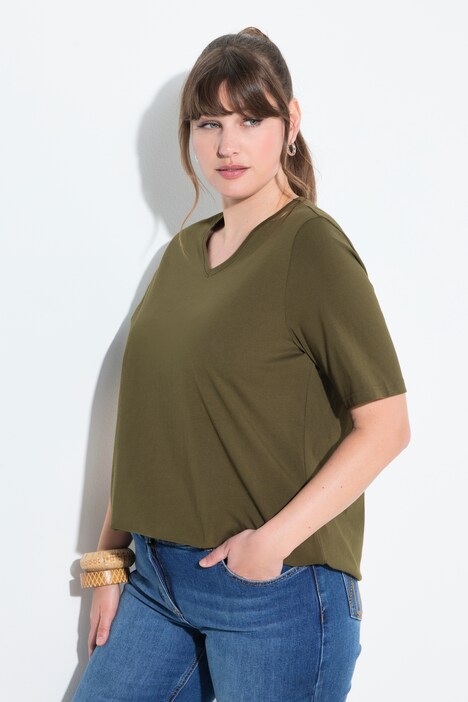 T-shirts en coton bio. Col en V et manches courtes. Lot de 2.