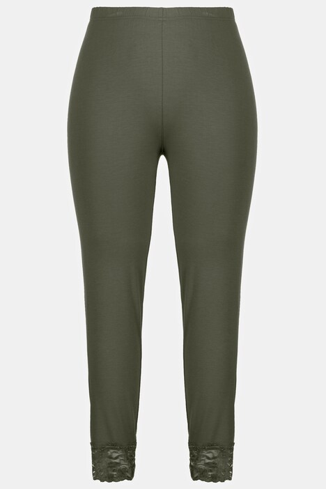 Lace Hem Stretch Knit Leggings