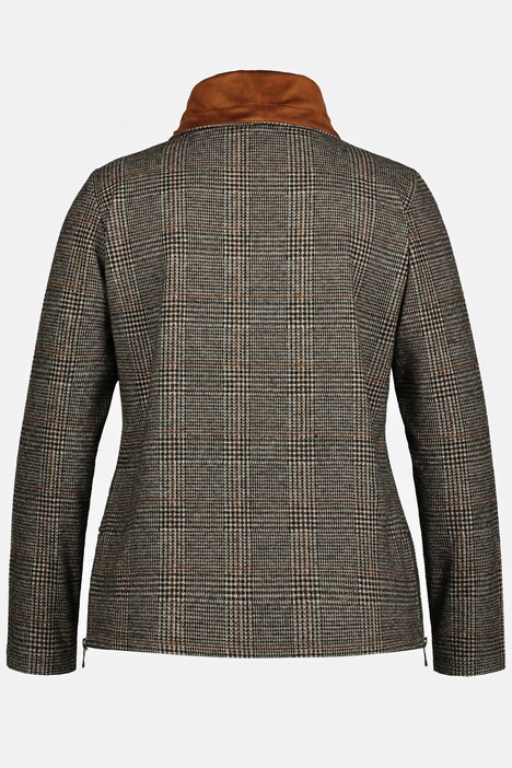 Sweatshirt, Karo, Veloursdetails, Rollkragen, Langarm