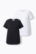 Lang skjorte, rund hals, oversized, korte ermer, dobbeltpakke