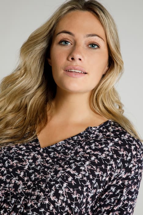 Dandelion Wishes Print Pintuck Belted Tunic Blouse
