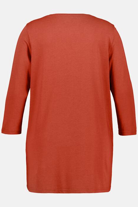 T-shirt, jolis plis creux, ligne A, col rond, manches 3/4