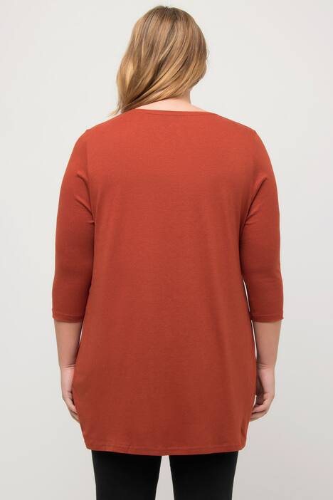 T-shirt, jolis plis creux, ligne A, col rond, manches 3/4