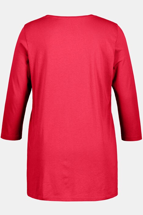 T-shirt, jolis plis creux, ligne A, col rond, manches 3/4