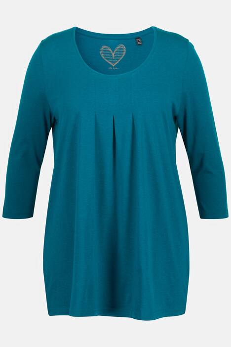 T-shirt, jolis plis creux, ligne A, col rond, manches 3/4