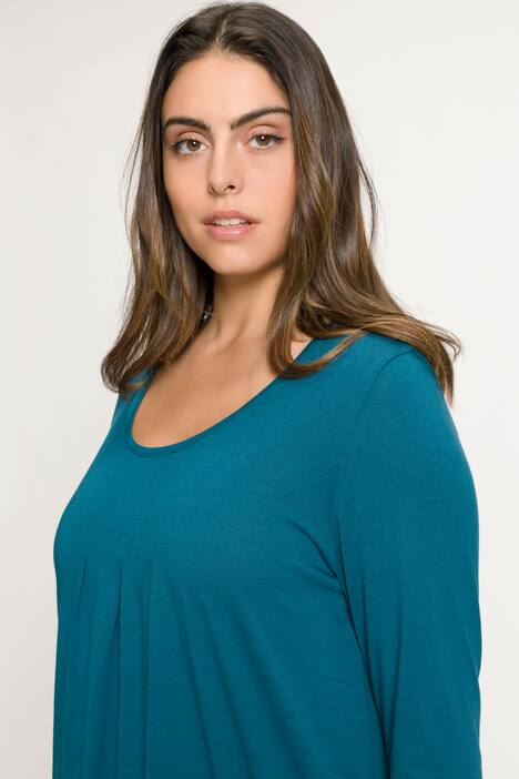 T-shirt, jolis plis creux, ligne A, col rond, manches 3/4