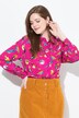 overhemdblouse, vogels, overhemdkraag, lange mouwen