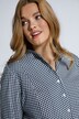 Blusa a quadri con collo montante, scollo a V e maniche a 3/4