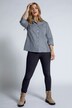 Blusa a quadri con collo montante, scollo a V e maniche a 3/4