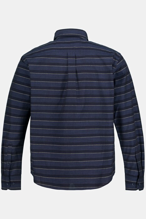 Raidallinen paita, pitkähihainen, peitetty napitettava kaulus, moderni mitoitus, suurin koko 8XL