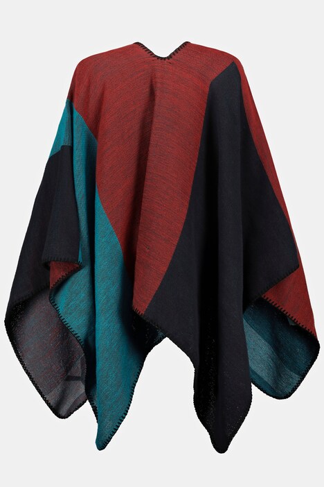Poncho, Colorblocking-Design, weicher Feinstrick
