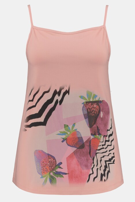 Top, Slim Fit, bretelles spaghetti, fraise, léopard