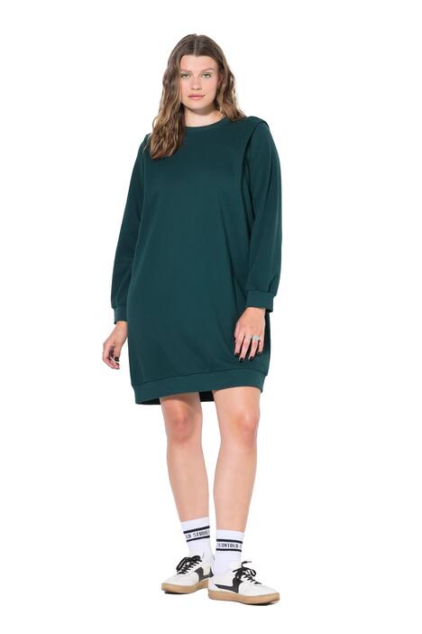 Teplákové šaty, oversize, kulatý výstřih, sklady na ramenou, dlouhé rukávy